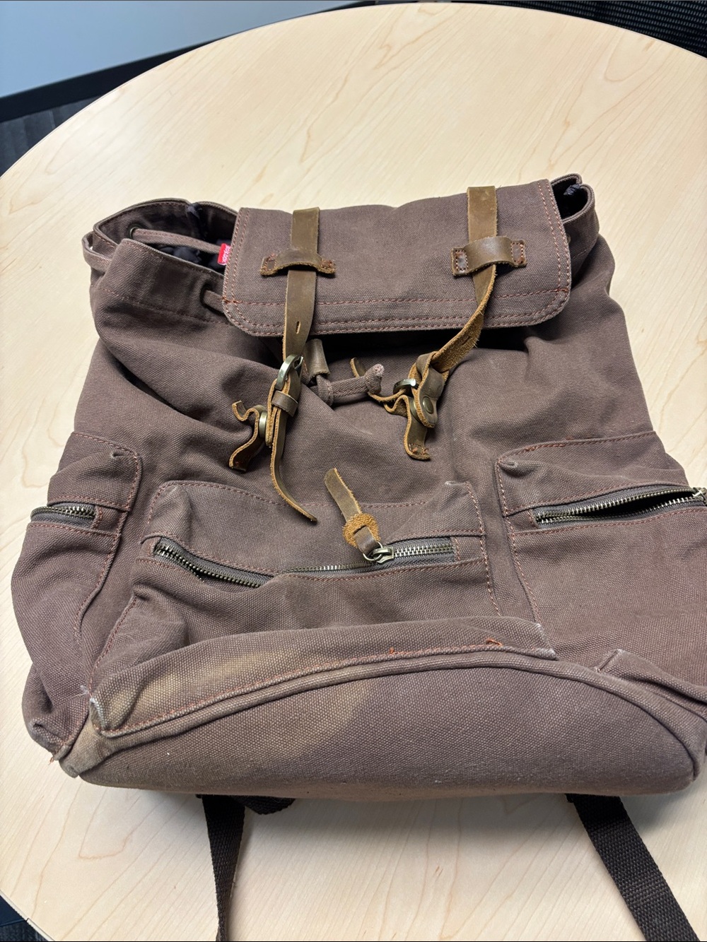 Great Canvas Backpack with Leather Straps